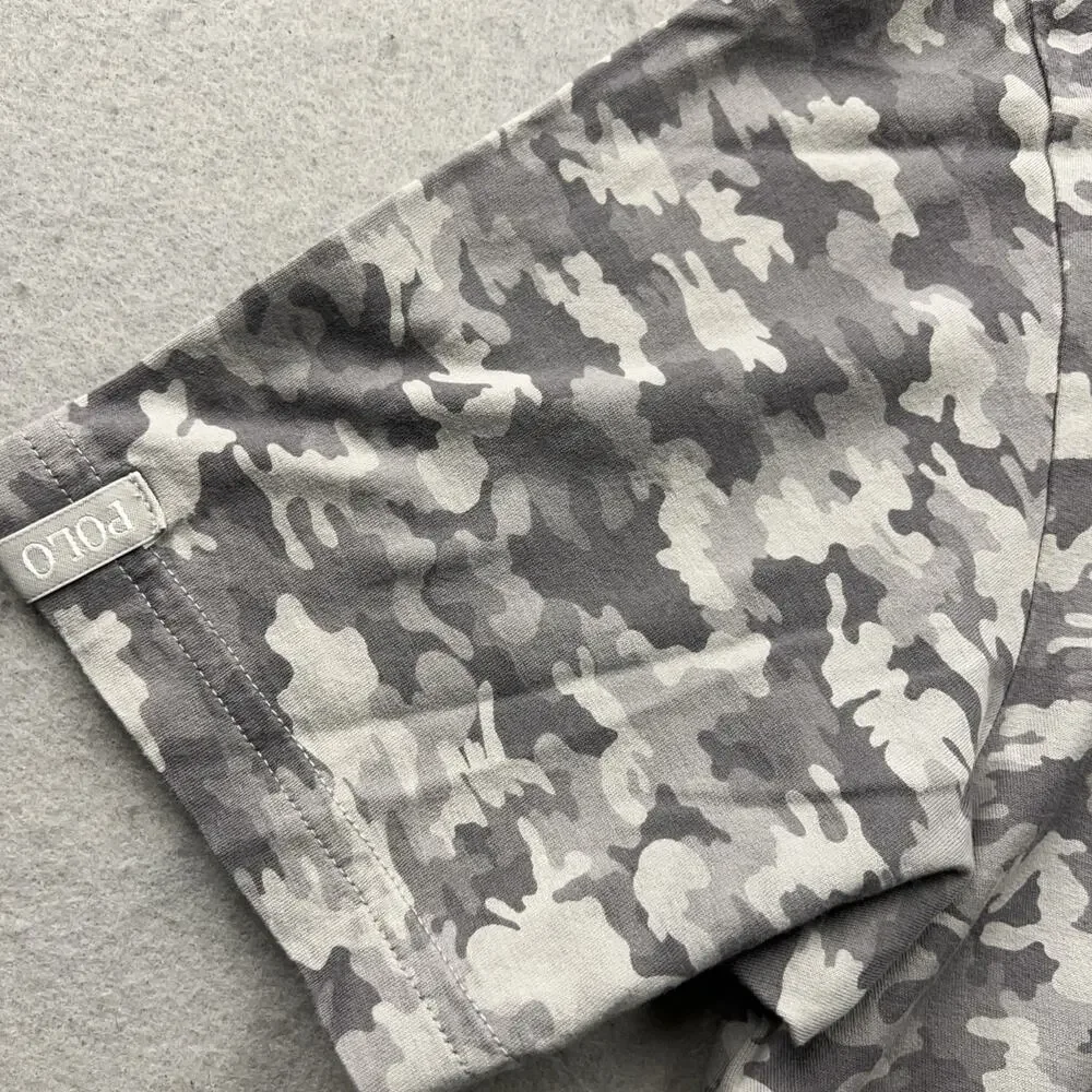 Polo‎ Ralph Lauren Shirt Mens M Gray Camo Military Preppy Casual Athletic